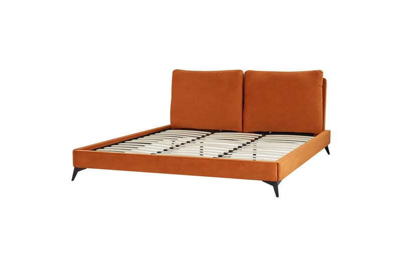 Säng med lamellram Melle - Orange, svart/Sammet, 180x200 cm - Möbler - Säng - Sängram & sängstomme