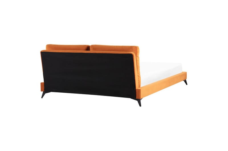 Säng med lamellram Melle - Orange, svart/Sammet, 180x200 cm - Möbler - Säng - Sängram & sängstomme