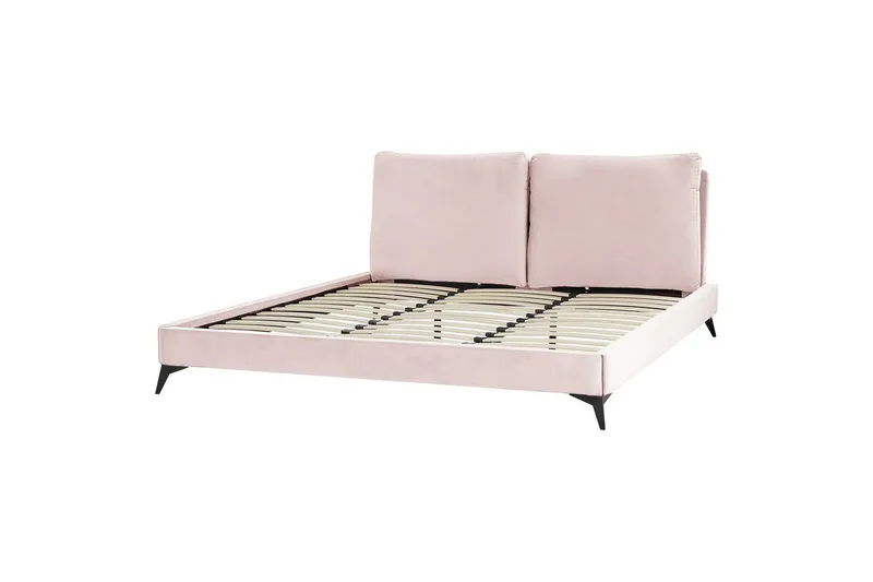 Säng med lamellram Melle, Rosa, Svart/Sammet, 180x200 cm