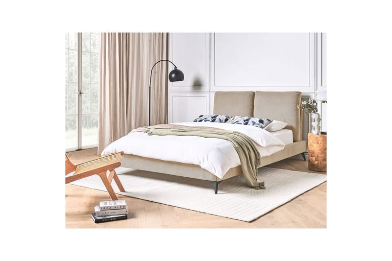 Säng med lamellram Melle - Taupe/Manchestertyg, 140x200 cm - Möbler - Säng - Sängram & sängstomme