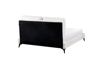 Säng med lamellram Melle - Vit, Svart/Bouclé, 140x200 cm - Möbler - Säng - Sängram & sängstomme