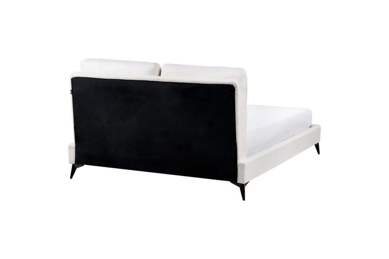 Säng med lamellram Melle - Vit, Svart/Bouclé, 140x200 cm - Möbler - Säng - Sängram & sängstomme