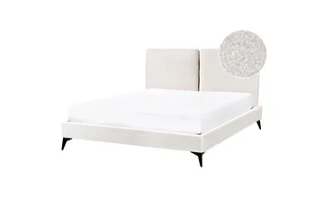 Säng med lamellram Melle - Vit, Svart/Bouclé, 140x200 cm - Möbler - Säng - Sängram & sängstomme