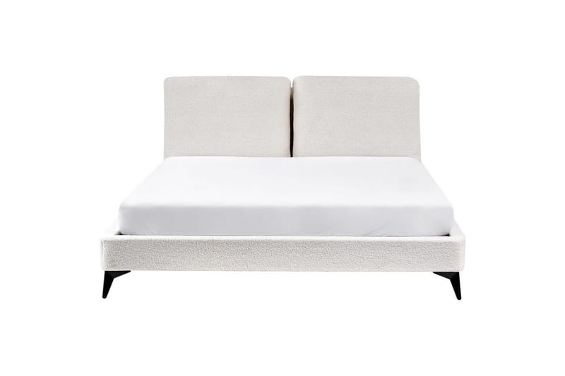 Säng med lamellram Melle - Vit, Svart/Bouclé, 160x200 cm - Möbler - Säng - Sängram & sängstomme