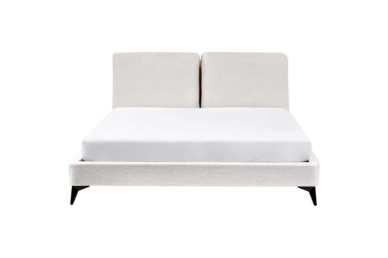 Säng med lamellram Melle - Vit, Svart/Bouclé, 160x200 cm - Möbler - Säng - Sängram & sängstomme
