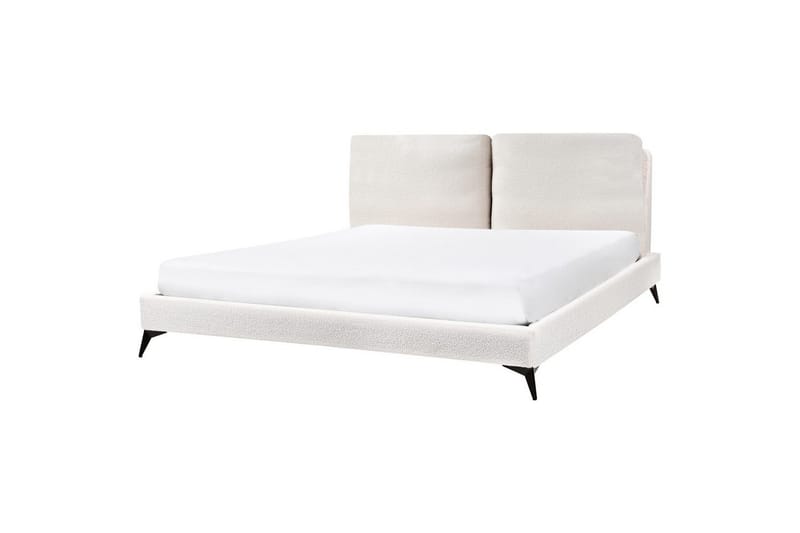 Säng med lamellram Melle - Vit, Svart/Bouclé, 180x200 cm - Möbler - Säng - Sängram & sängstomme