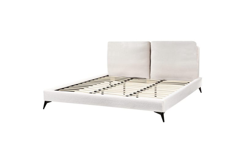 Säng med lamellram Melle - Vit, Svart/Bouclé, 180x200 cm - Möbler - Säng - Sängram & sängstomme
