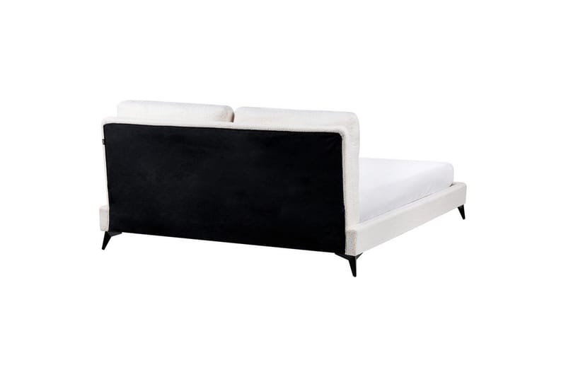Säng med lamellram Melle - Vit, Svart/Bouclé, 180x200 cm - Möbler - Säng - Sängram & sängstomme