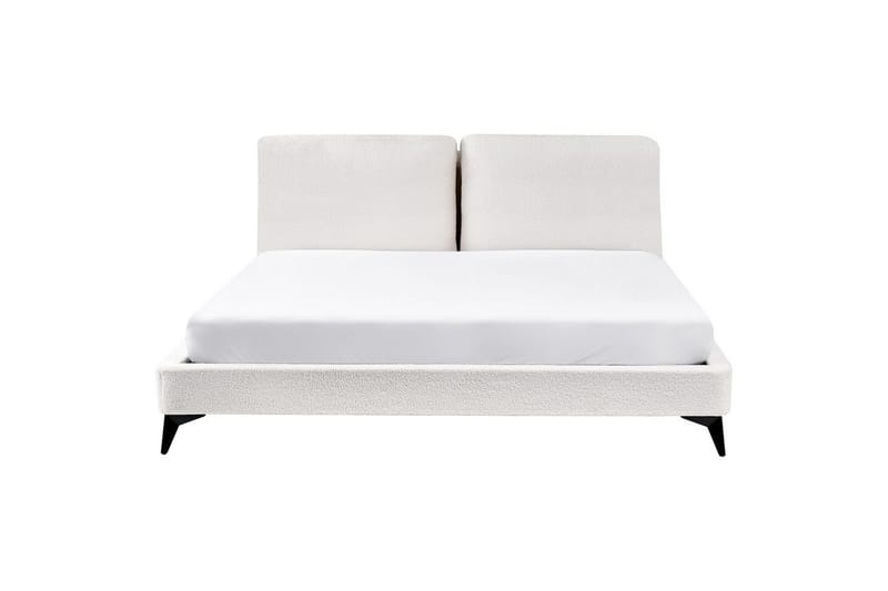 Säng med lamellram Melle - Vit, Svart/Bouclé, 180x200 cm - Möbler - Säng - Sängram & sängstomme