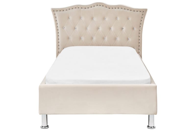 Säng med lamellram Metz - Beige, Silver/Sammet, 90x200 cm - Möbler - Säng - Sängram & sängstomme