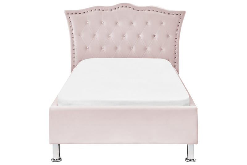 Säng med lamellram Metz - Rosa, Silver/Sammet, 90x200 cm - Möbler - Säng - Sängram & sängstomme