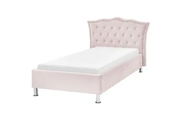 Säng med lamellram Metz - Rosa, Silver/Sammet, 90x200 cm - Möbler - Säng - Sängram & sängstomme