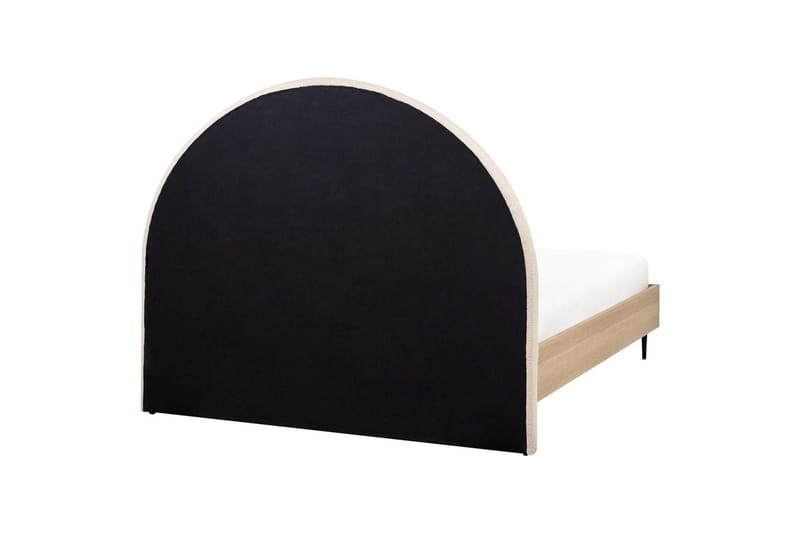 Säng med lamellram Millay - Beige, ljust trä, svart/Bouclé, 140x200 cm - Möbler - Säng - Sängram & sängstomme