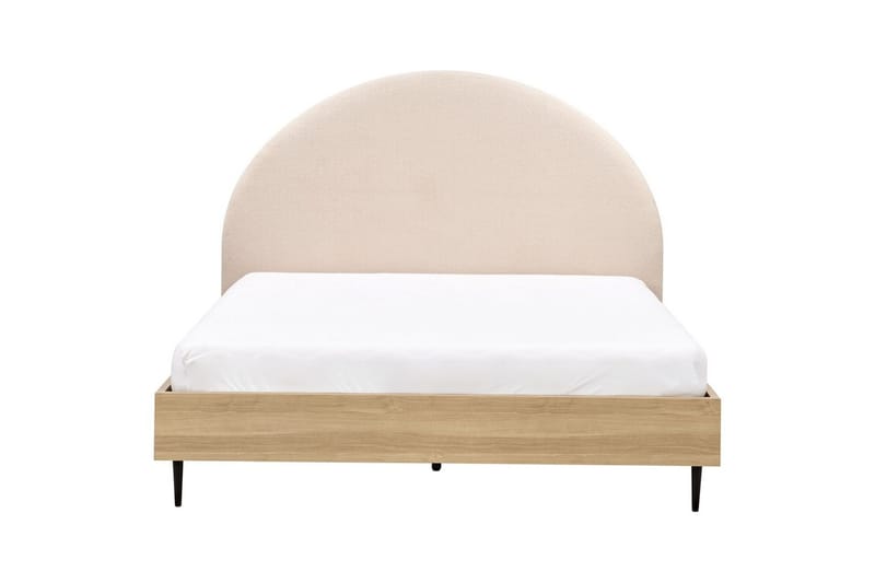 Säng med lamellram Millay - Beige, ljust trä, svart/Bouclé, 160x200 cm - Möbler - Säng - Sängram & sängstomme