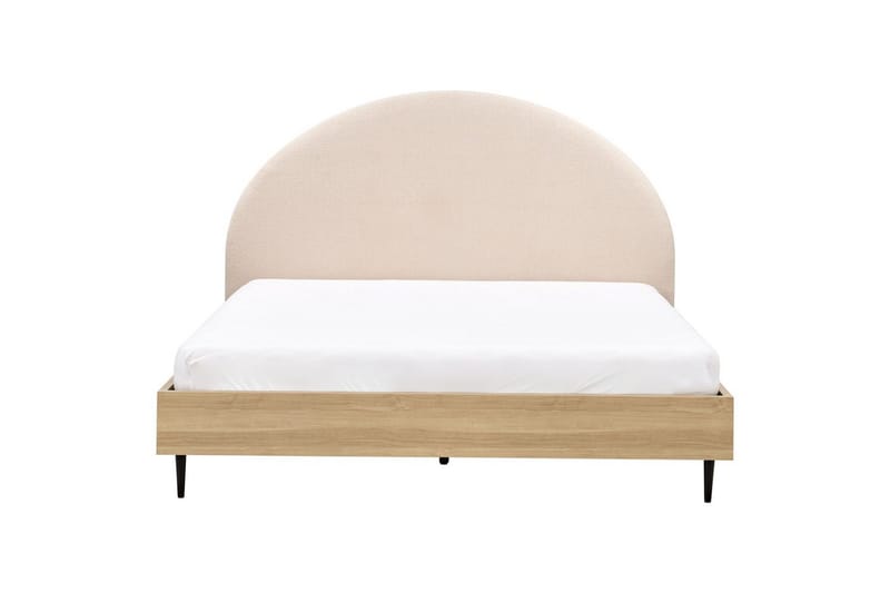 Säng med lamellram Millay - Beige, ljust trä, svart/Bouclé, 180x200 cm - Möbler - Säng - Sängram & sängstomme
