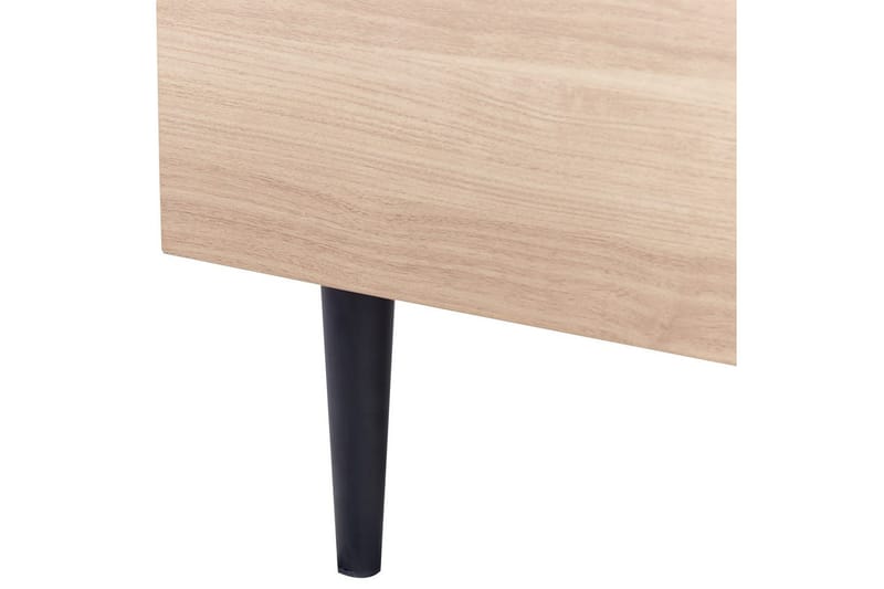 Säng med lamellram Millay - Vit, ljust trä, svart/Polyester, 140x200 cm - Möbler - Säng - Sängram & sängstomme