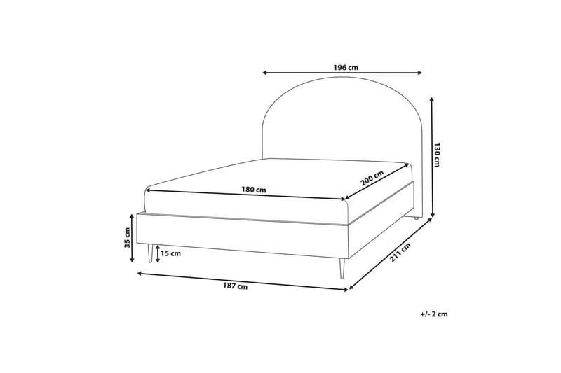 Säng med lamellram Millay - Vit, ljust trä, svart/Polyester, 180x200 cm - Möbler - Säng - Sängram & sängstomme