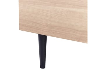 Säng med lamellram Millay - Vit, ljust trä, svart/Polyester, 180x200 cm - Möbler - Säng - Sängram & sängstomme