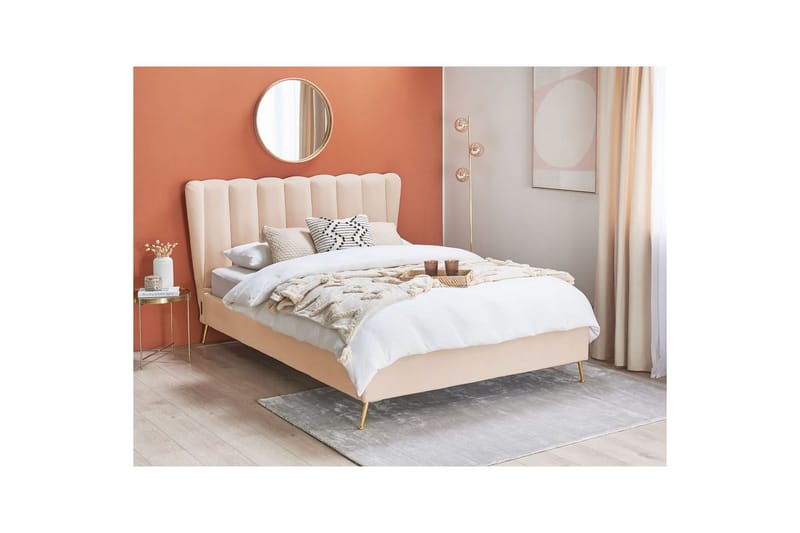 Säng med lamellram Miribel - Beige, guld, 140x200 cm - Möbler - Säng - Sängram & sängstomme