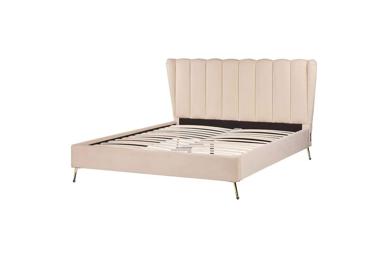 Säng med lamellram Miribel, Beige, guld, 160x200 cm