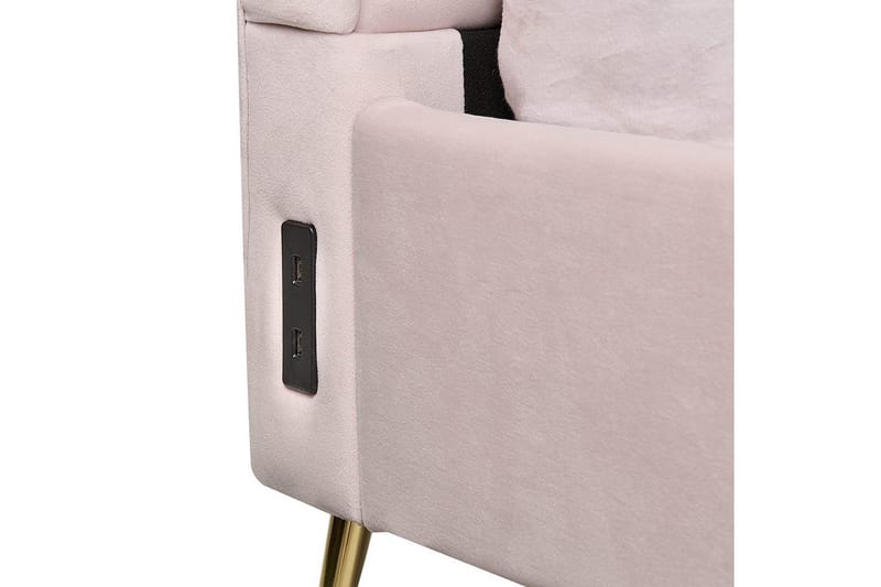 Säng med lamellram Miribel - Rosa, guld, 140x200 cm - Möbler - Säng - Sängram & sängstomme