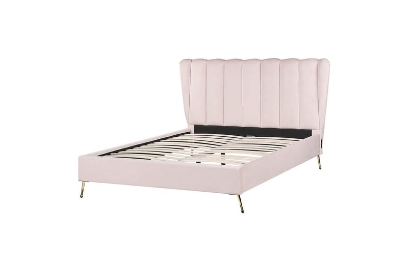 Säng med lamellram Miribel - Rosa, guld, 140x200 cm - Möbler - Säng - Sängram & sängstomme