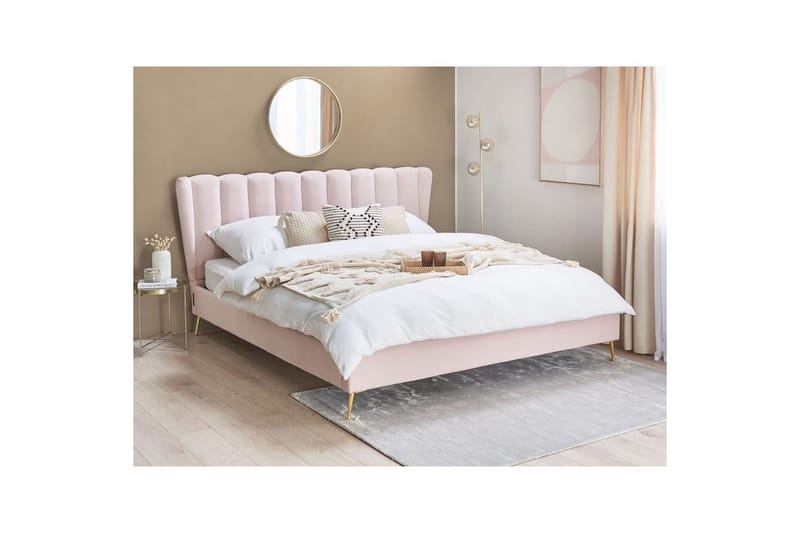 Säng med lamellram Miribel - Rosa, guld, 180x200 cm - Möbler - Säng - Sängram & sängstomme