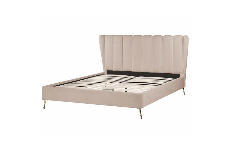 Säng med lamellram Miribel, Taupe, guld, 160x200 cm