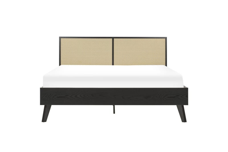 Säng med lamellram Monpazier - Svart, ljust trä, 160x200 cm - Möbler - Säng - Sängram & sängstomme