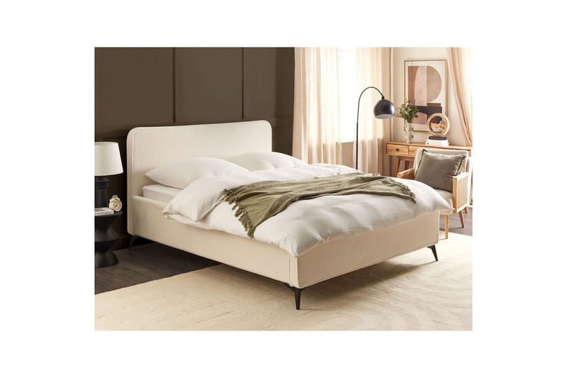 Säng med lamellram Valognes - Krämvit, Svart, 160x200 cm - Möbler - Säng - Sängram & sängstomme