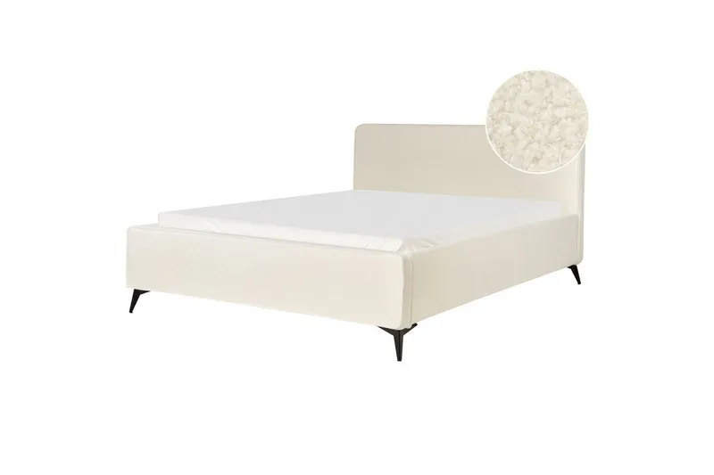 Säng med lamellram Valognes, Krämvit, Svart, 180x200 cm