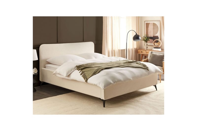 Säng med lamellram Valognes - Krämvit, Svart, 180x200 cm - Möbler - Säng - Sängram & sängstomme