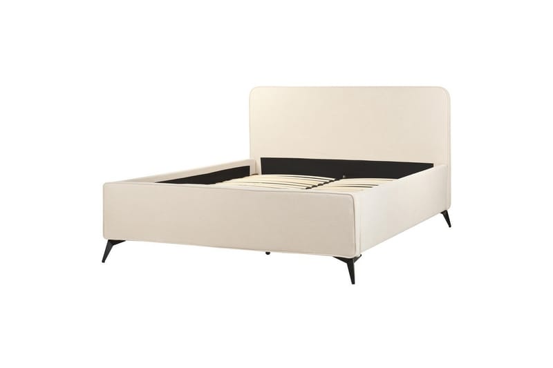 Säng med lamellram Valognes - Ljusbeige, svart, 160x200 cm - Möbler - Säng - Sängram & sängstomme