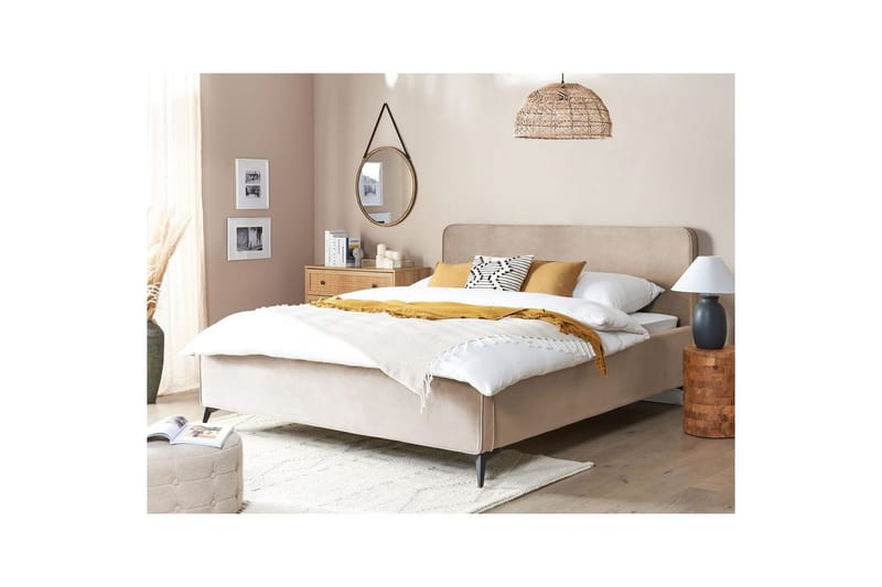 Säng med lamellram Valognes - Taupe, svart, 180x200 cm - Möbler - Säng - Sängram & sängstomme