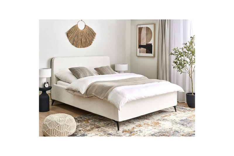 Säng med lamellram Valognes - Vit, Svart, 160x200 cm - Möbler - Säng - Sängram & sängstomme