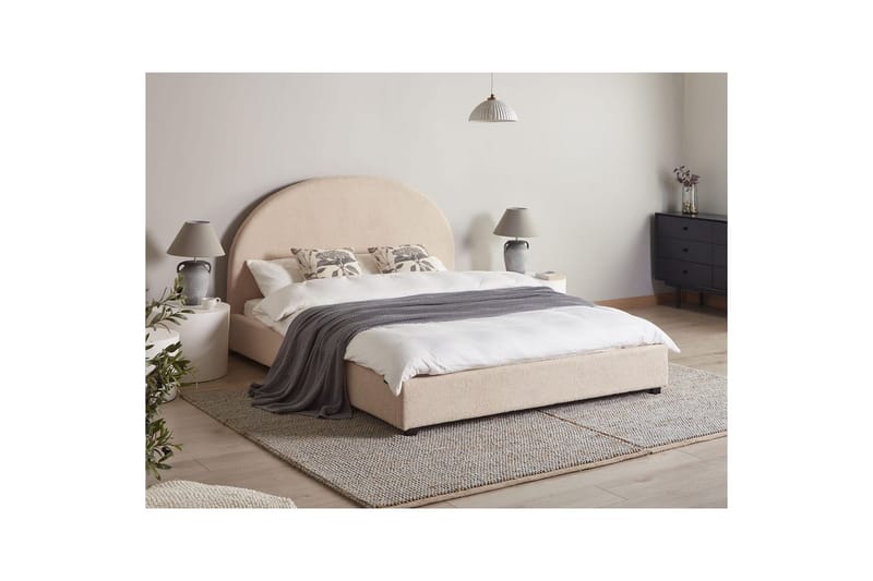 Säng med lamellram Vaucluse - Beige/Bouclé, 160x200 cm - Möbler - Säng - Sängram & sängstomme