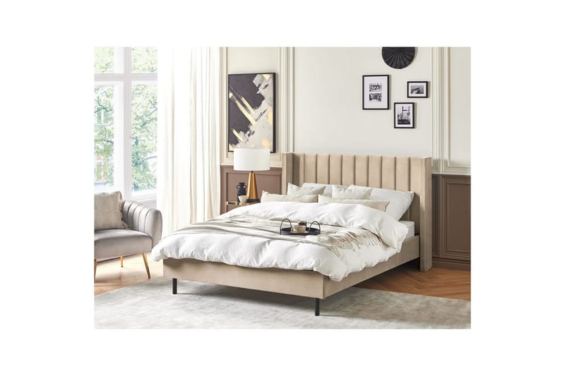 Säng med lamellram Villette - Beige, svart, 140x200 cm - Möbler - Säng - Sängram & sängstomme