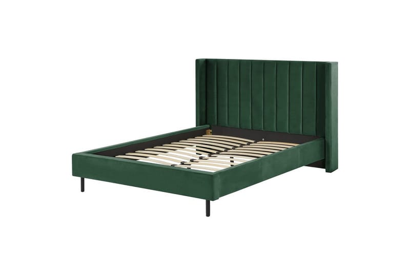 Säng med lamellram Villette, Grön, Svart, 140x200 cm