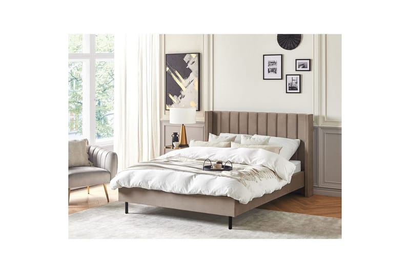 Säng med lamellram Villette - Taupe, svart, 140x200 cm - Möbler - Säng - Sängram & sängstomme