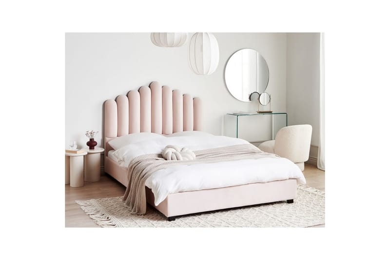 Säng med lamellram Vincennes - Rosa, Svart, 140x200 cm - Möbler - Säng - Sängram & sängstomme