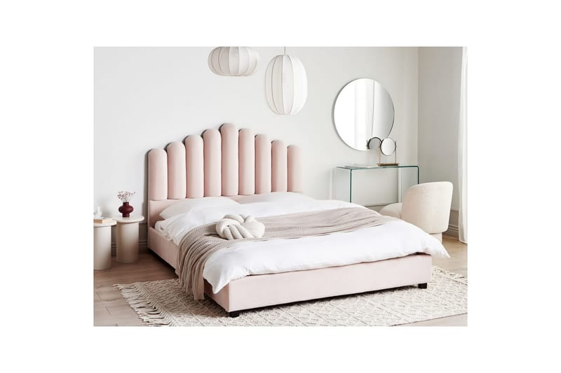 Säng med lamellram Vincennes - Rosa, Svart, 160x200 cm - Möbler - Säng - Sängram & sängstomme