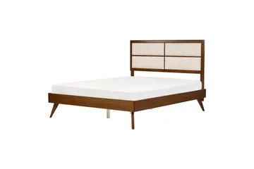 Säng med lamellram Poissy - Mörk trä, beige, 160x200 cm - Möbler - Säng - Sängram & sängstomme