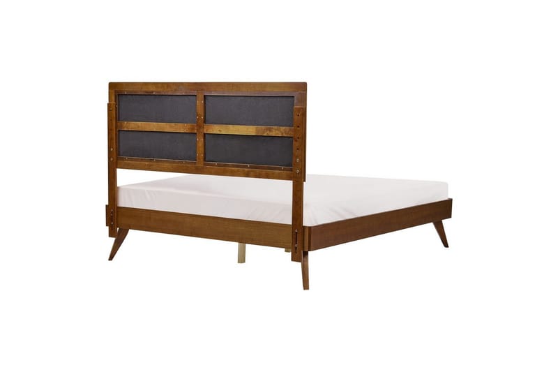 Säng med lamellram Poissy - Mörk trä, beige, 160x200 cm - Möbler - Säng - Sängram & sängstomme
