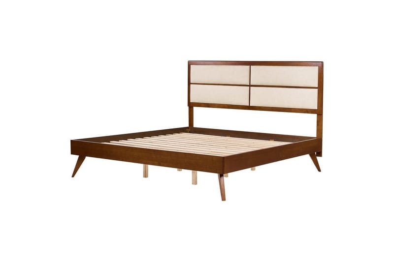 Säng med lamellram Poissy, Mörk trä, beige, 180x200 cm