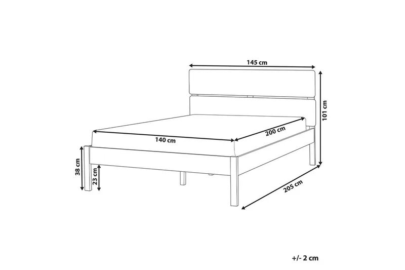 Säng med LED-belysning Boisset - Brun/Gummiträ, 140x200 cm - Möbler - Säng - Sängram & sängstomme