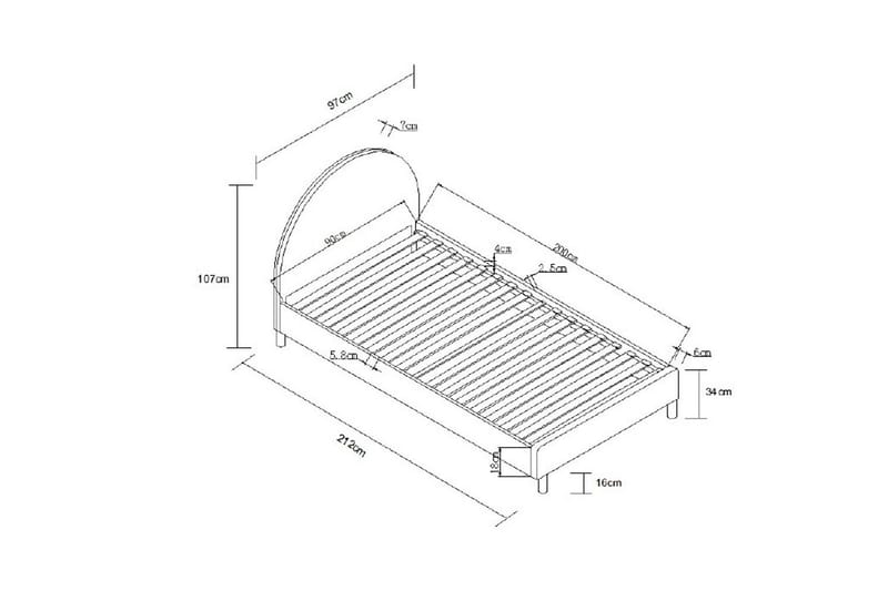 Säng Moon Rosa, 90 x 200 cm - Rosa, 90 x 200 cm - Möbler - Säng - Sängram & sängstomme