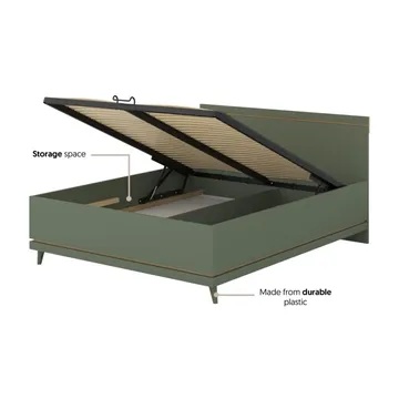 Säng Skandinavisk - 160 cm, Dämpad grön - Oljad ek - Möbler - Säng - Sängram & sängstomme