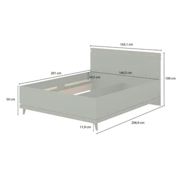 Säng Skandinavisk - 160 cm, Dämpad grön - Oljad ek - Möbler - Säng - Sängram & sängstomme