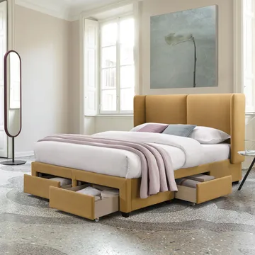 Säng Sugi med madrass Harmony Delux 160x200 cm - Gul - Möbler - Säng - Komplett sängpaket