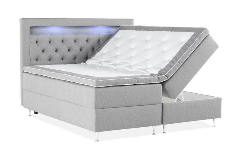 Alessia Förvaringssäng med LED-belysning 160x200 - Grå - Möbler - Säng - Sängar med förvaring